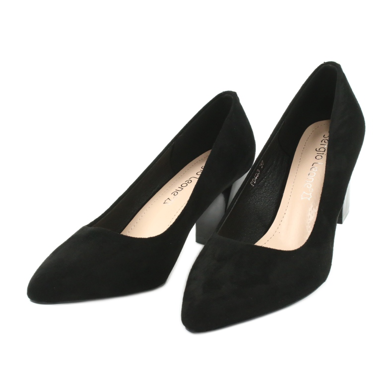 Pompe din piele intoarsa pe un toc inalt Sergio Leone PB403 negru 3