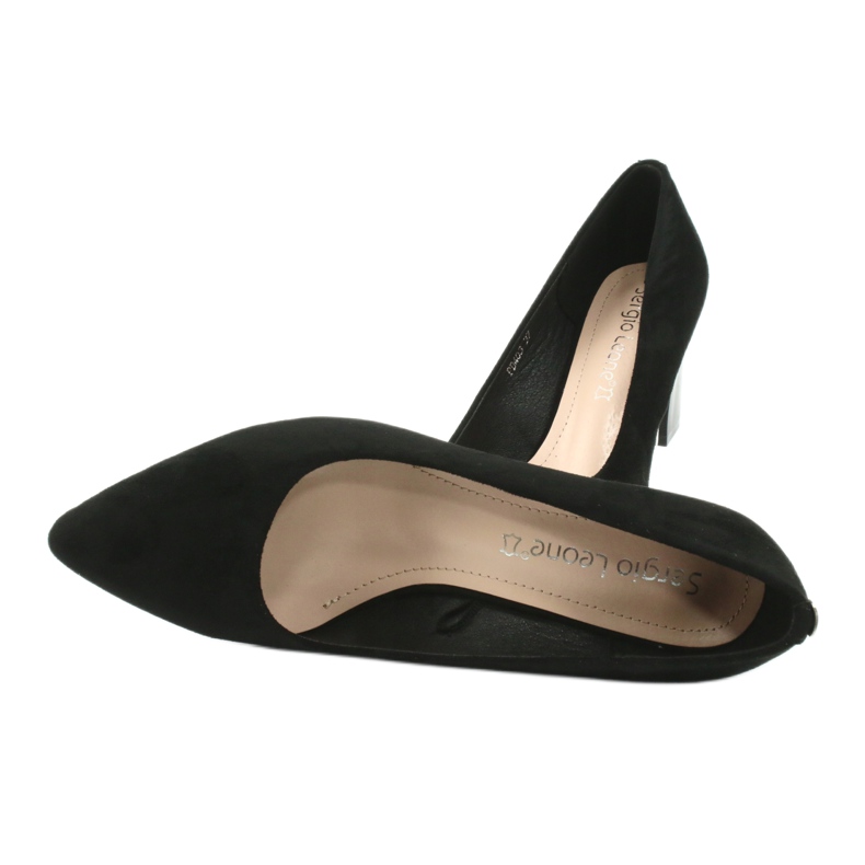 Pompe din piele intoarsa pe un toc inalt Sergio Leone PB403 negru 5