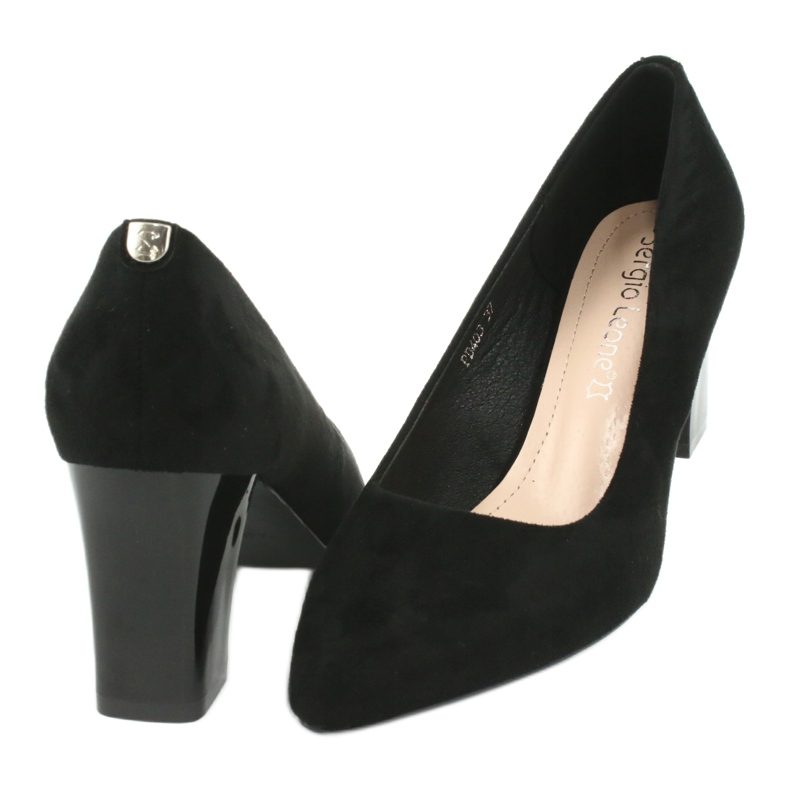 Pompe din piele intoarsa pe un toc inalt Sergio Leone PB403 negru 4