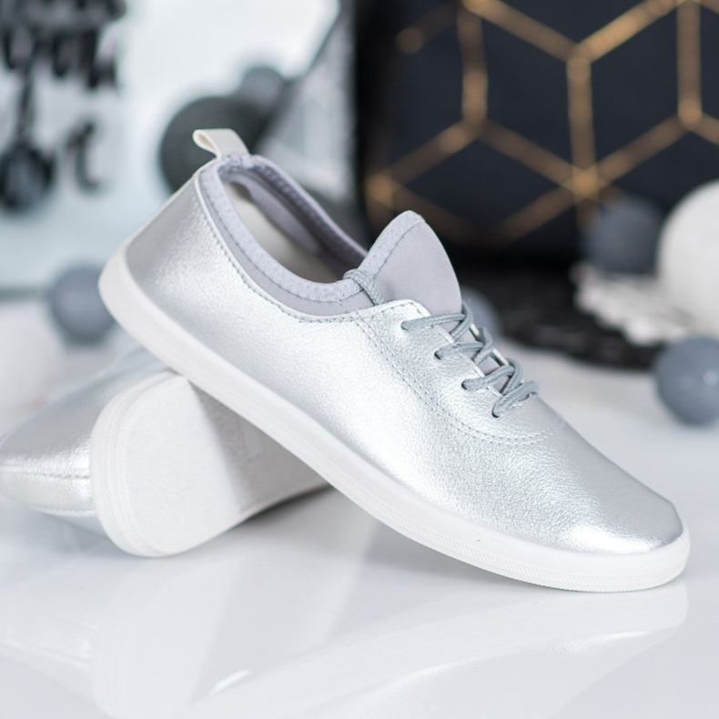 SHELOVET Adidași ușori cu piele ecologică gri 1