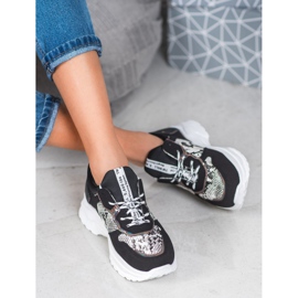 SHELOVET Adidași cu imprimeu șarpe negru multicolor 1