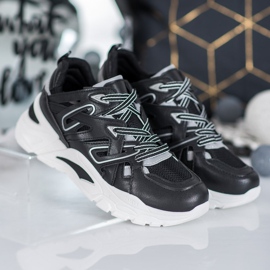 Small Swan Adidași confortabili din piele ecologică negru 1