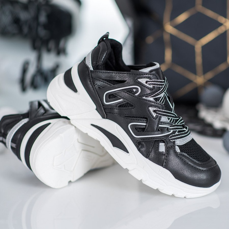 Small Swan Adidași confortabili din piele ecologică negru 2