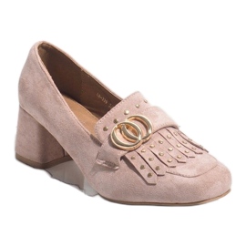 Pompe din piele de căprioară roz pe stâlpul LB-339 1