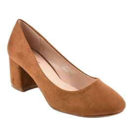 Pompe din piele de căprioară maro pe stâlpul FM1089 1