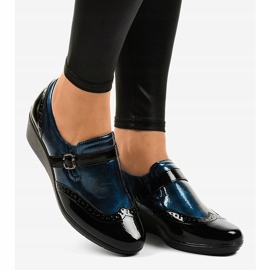 Pantofi negri cu pană 7-9021 negru albastru marin 1