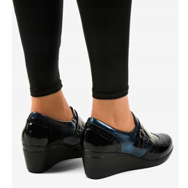 Pantofi negri cu pană 7-9021 negru albastru marin 2