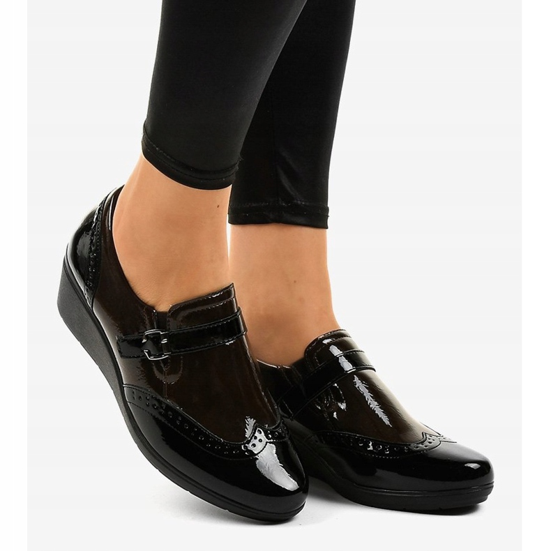 Pantofi negri cu pană 7-9021 maro negru 2