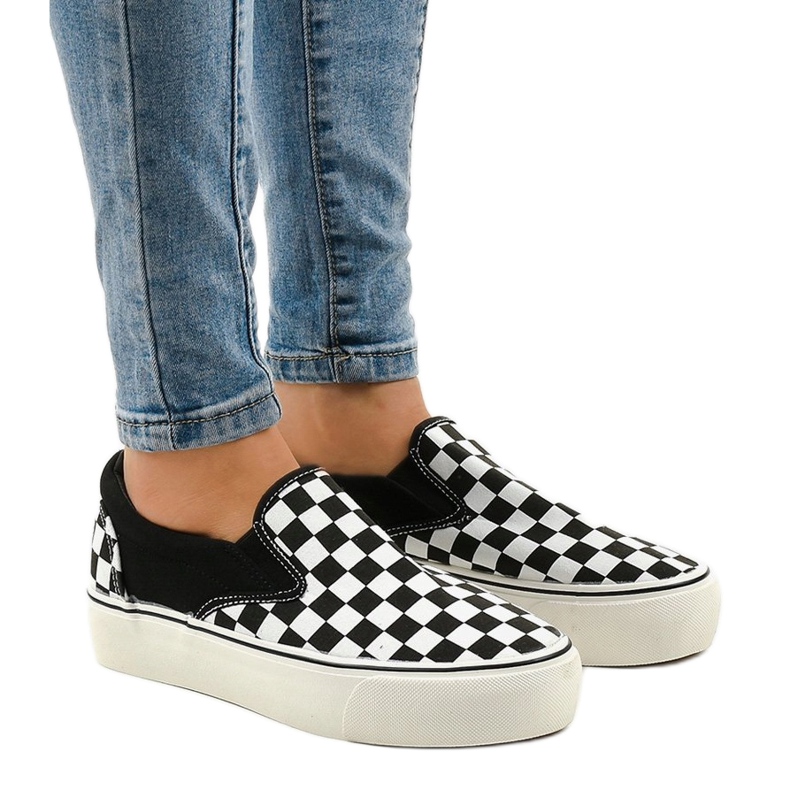 Adidași negri alunecați B5138-B alb 1