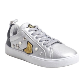 Adidași din argint 856-Y bogat decorați negru gri 1