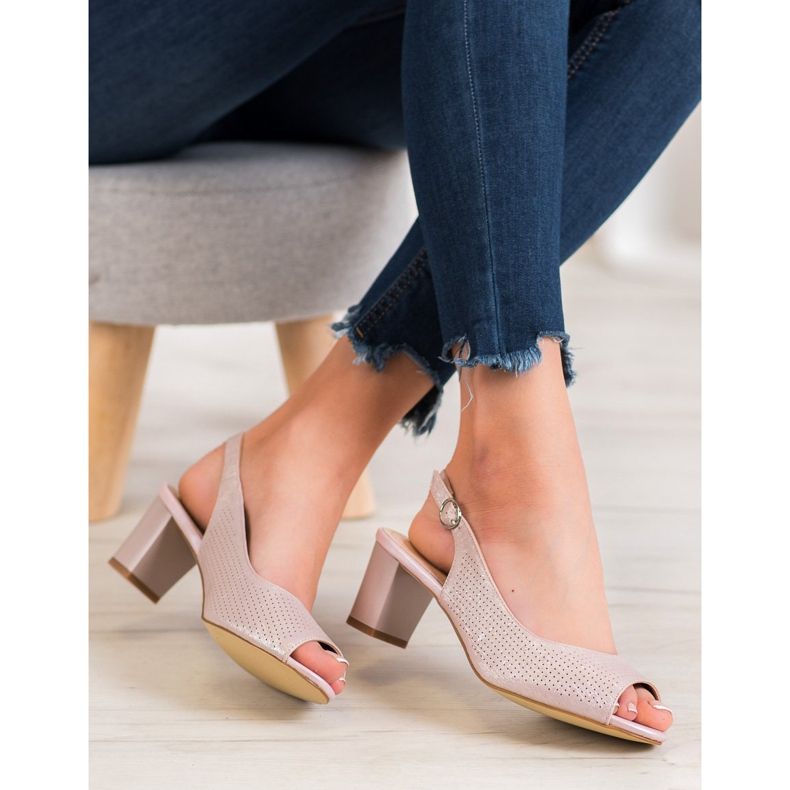 Sergio Leone Sandale ajurate pe o bară roz 2