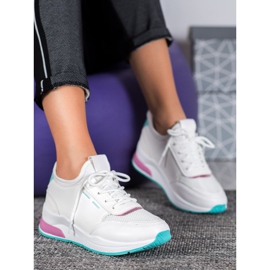 SHELOVET Pantofi legați în piele ecologică alb 1