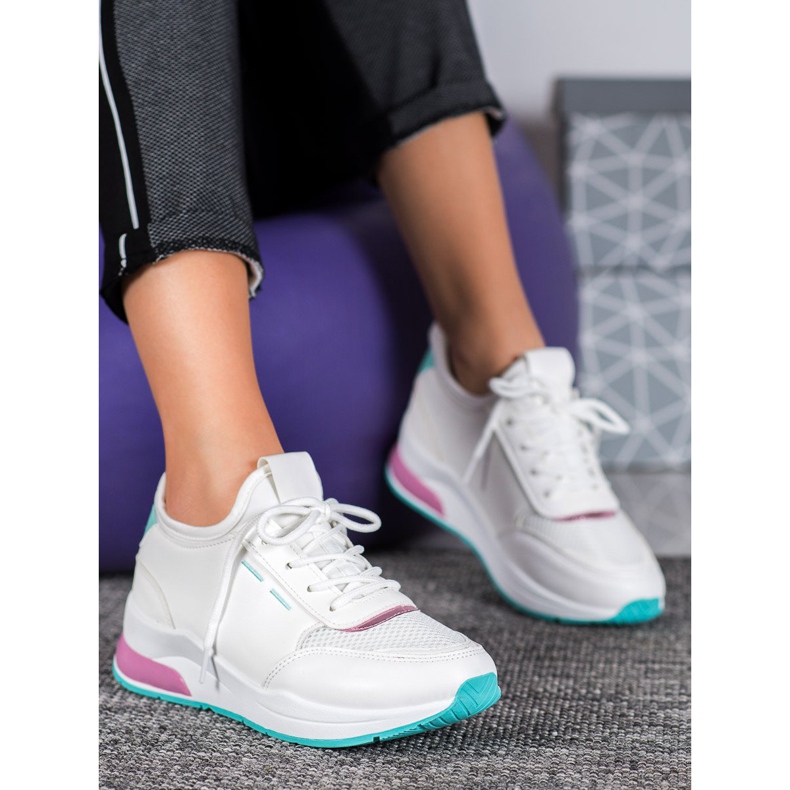 SHELOVET Pantofi legați în piele ecologică alb 1