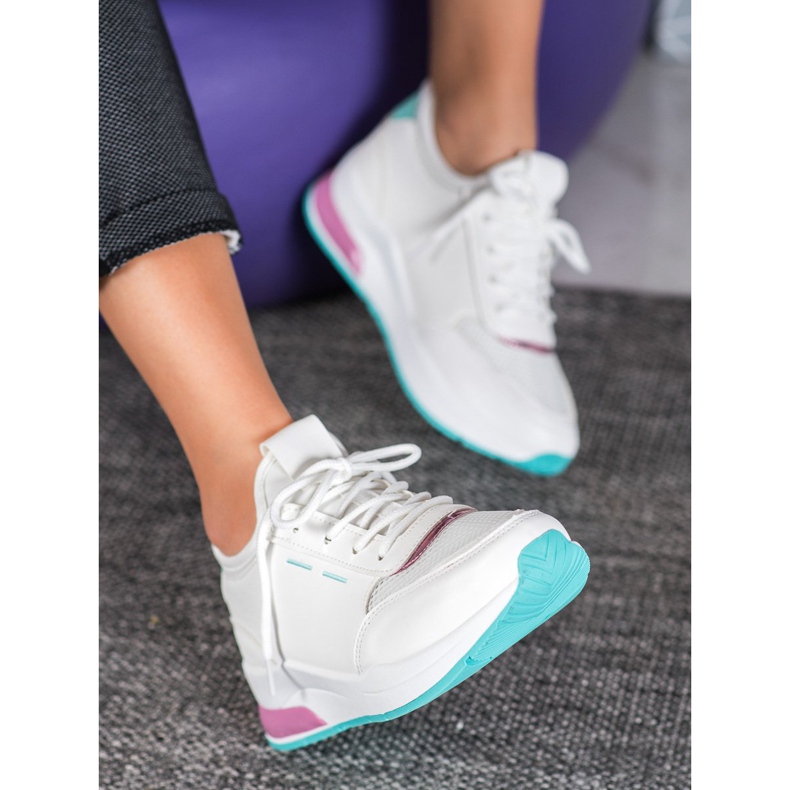 SHELOVET Pantofi legați în piele ecologică alb 2