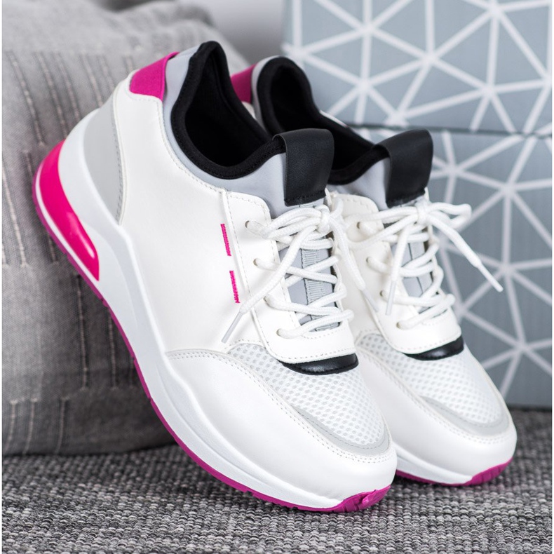 SHELOVET Pantofi legați în piele ecologică alb 1