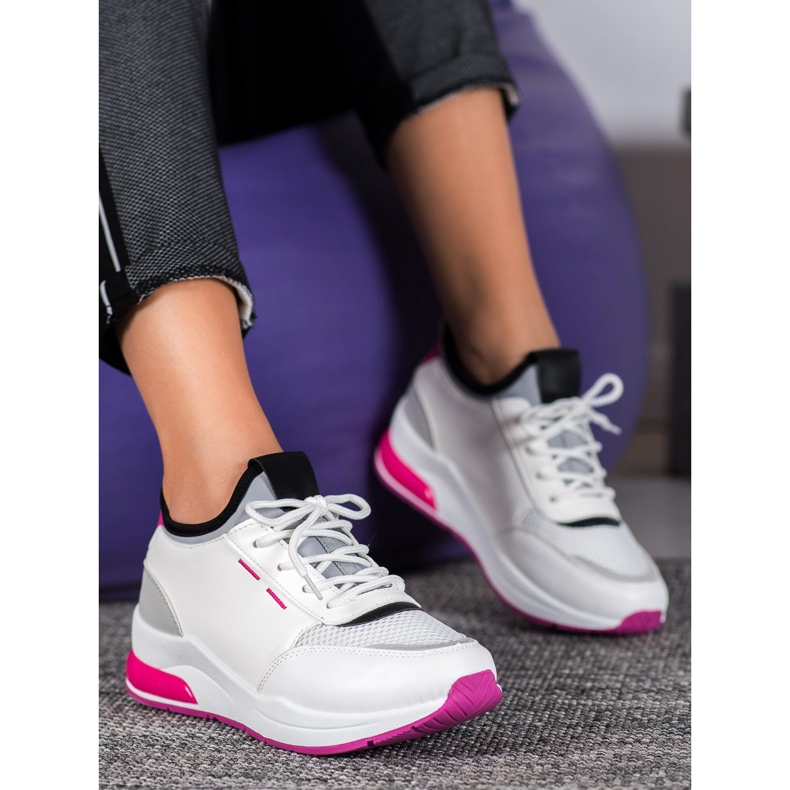 SHELOVET Pantofi legați în piele ecologică alb 2