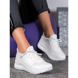 SHELOVET Pantofi legați în piele ecologică alb 1