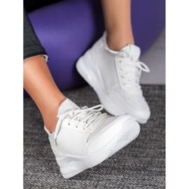 SHELOVET Pantofi legați în piele ecologică alb 2