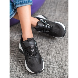 SHELOVET Adidași cu platformă cu imprimeu șarpe negru 1