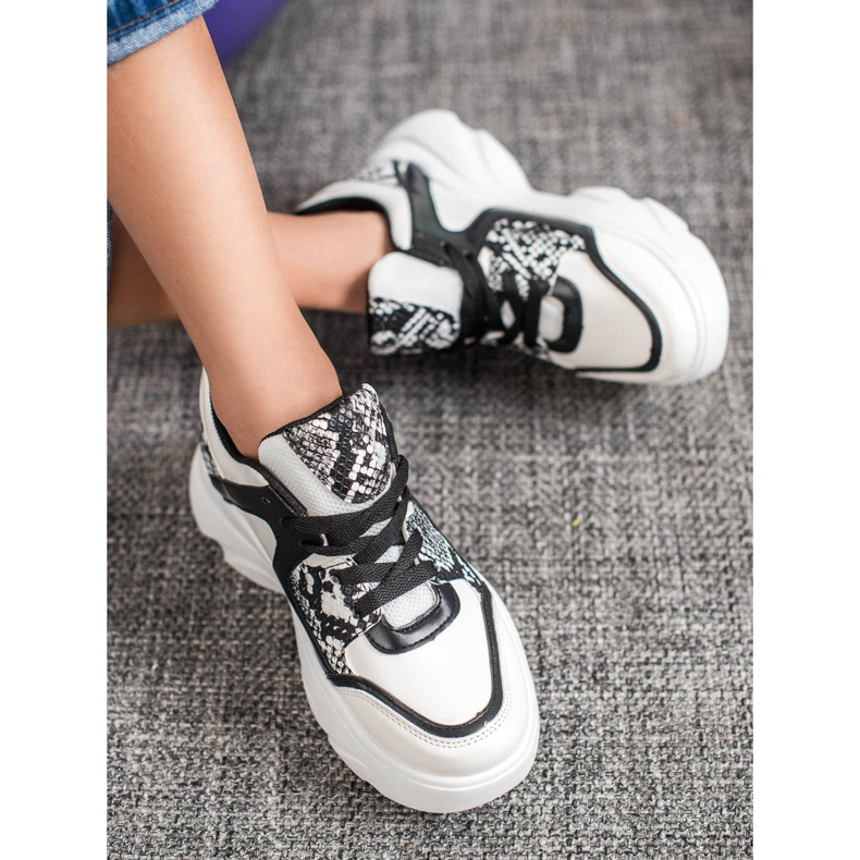 Weide Adidași la modă din piele ecologică alb negru 1 Weide Adidași la modă din piele ecologică alb negru 1