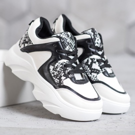 Weide Adidași la modă din piele ecologică alb negru 2 Weide Adidași la modă din piele ecologică alb negru 2