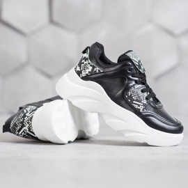 Weide Adidași la modă din piele ecologică negru 1