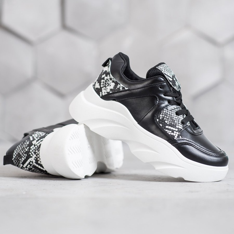 Weide Adidași la modă din piele ecologică negru 1