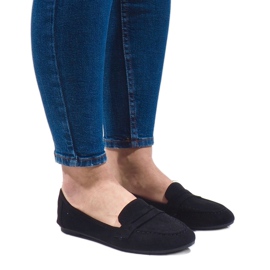 Mocasini balerini negri din piele ecologică B2030 negru 1