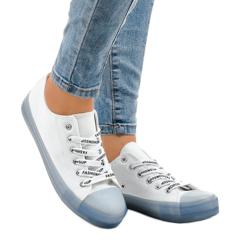 Adidași albi cu tălpi albastre LTD205-1 albastru 1