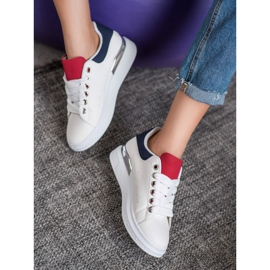 SHELOVET Adidași pe platformă cu piele ecologică alb 1