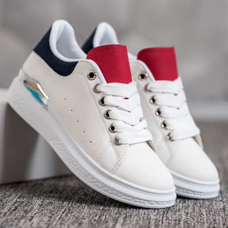 SHELOVET Adidași pe platformă cu piele ecologică alb 2