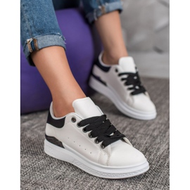 SHELOVET Adidași pe platformă cu piele ecologică alb 1