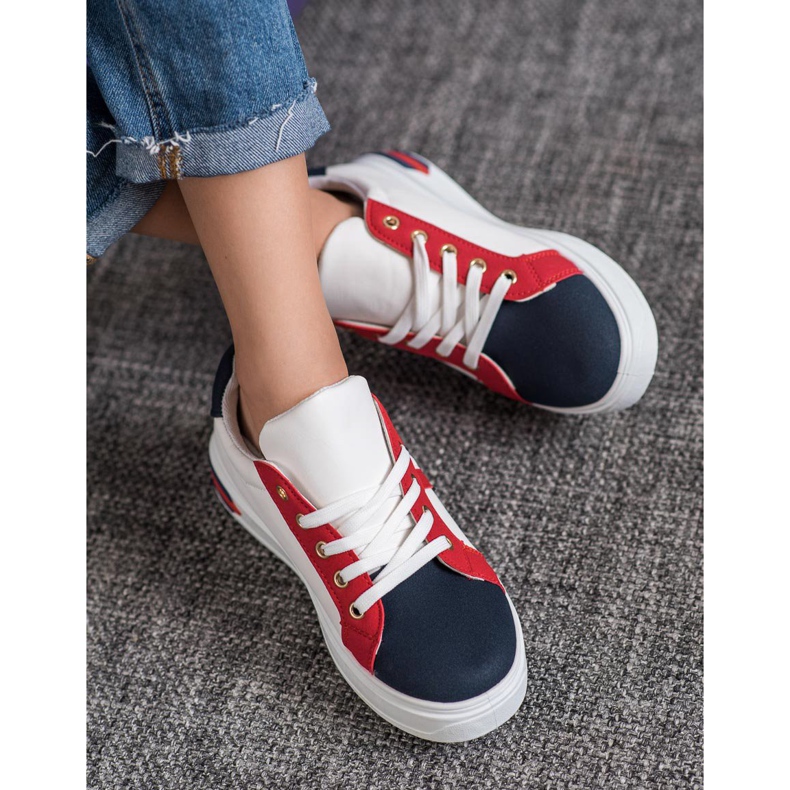 SHELOVET Pantofi sport din piele ecologică alb multicolor 2