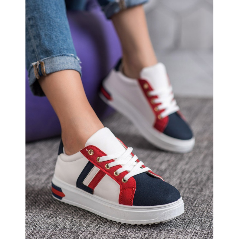 SHELOVET Pantofi sport din piele ecologică alb multicolor 1