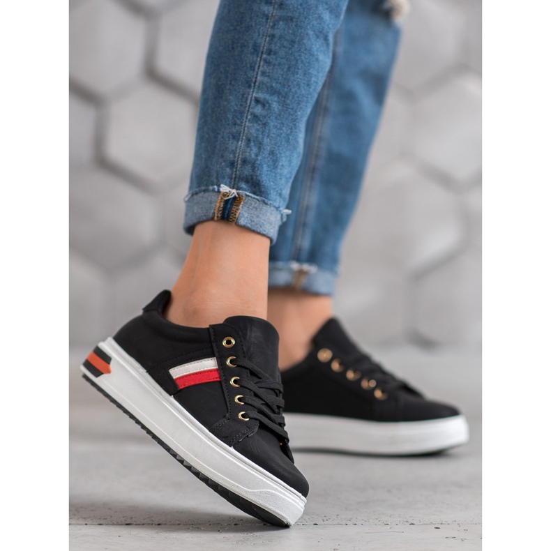 SHELOVET Pantofi sport din piele ecologică negru 1