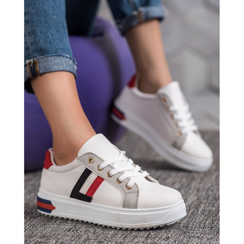 SHELOVET Pantofi sport din piele ecologică alb multicolor 2