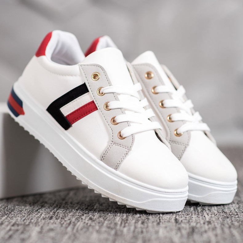 SHELOVET Pantofi sport din piele ecologică alb multicolor 1