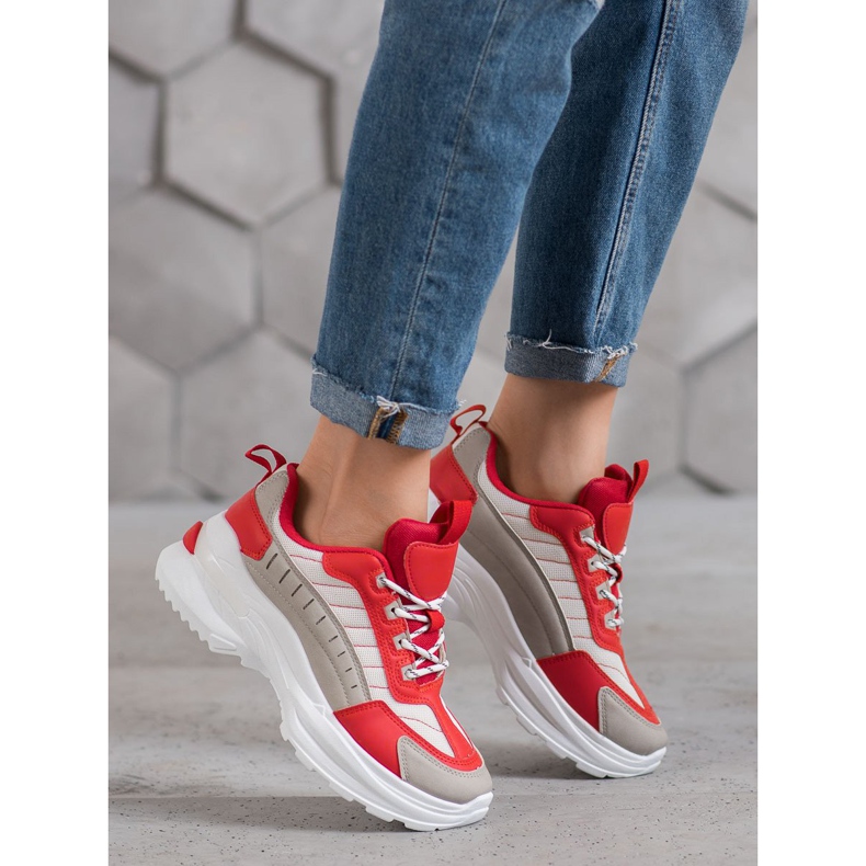 SHELOVET Încălțăminte la modă pe platformă roșu multicolor 1