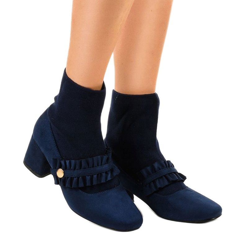 Pompă de velur albastru marină pe stâlpul JM8118Y 1