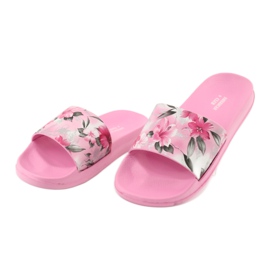 Flori profilate papuci roz American Club alb gri verde 3