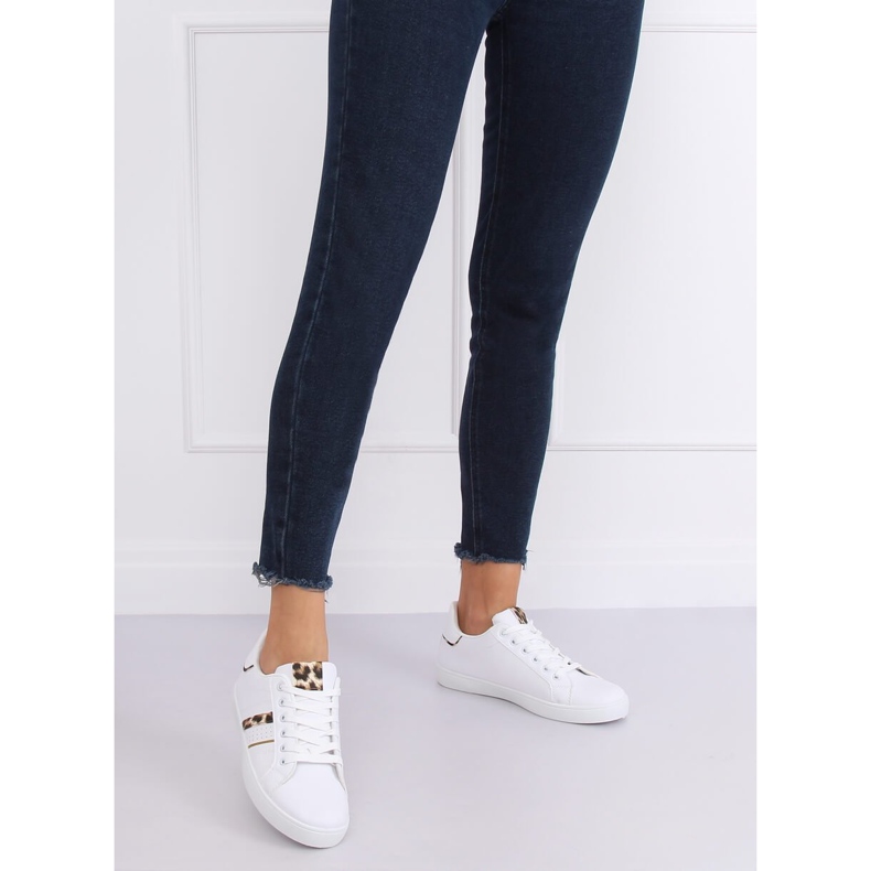 Adidași de damă albi K-388 ALB / LEOPARD 2