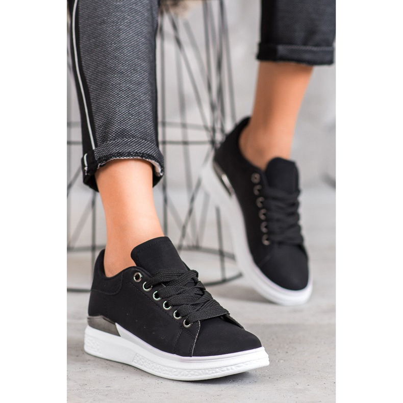 SHELOVET Adidași pe platformă cu piele ecologică negru 1