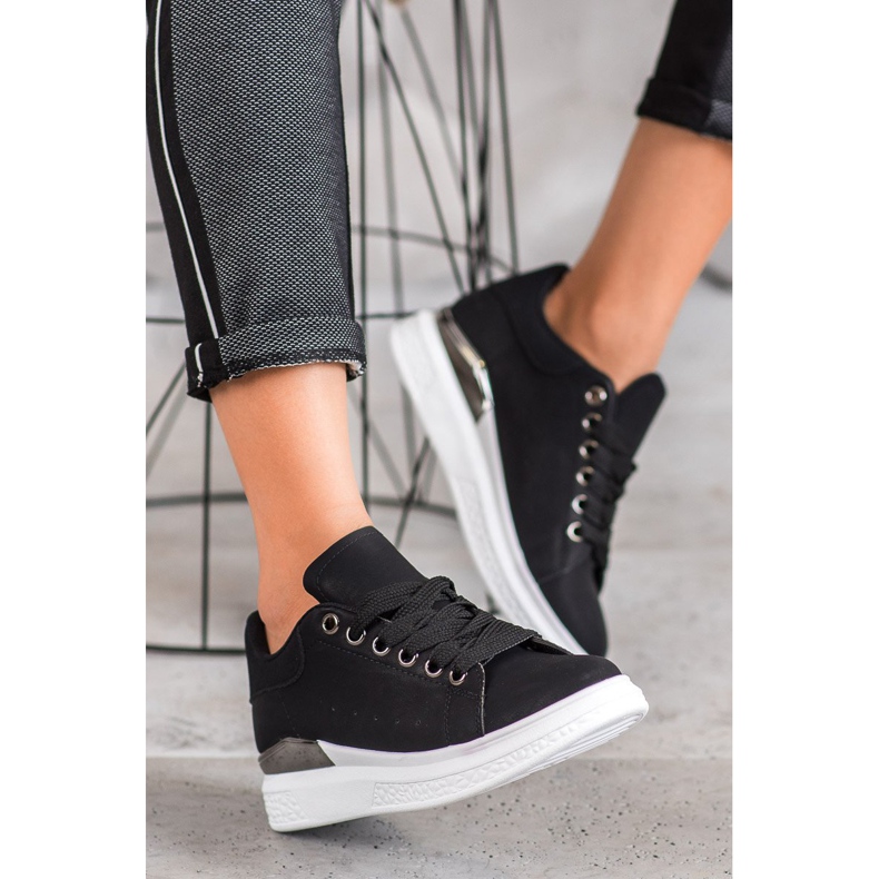 SHELOVET Adidași pe platformă cu piele ecologică negru 2