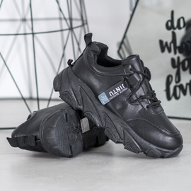 Bella Paris Adidași negri cu dantelă negru 1