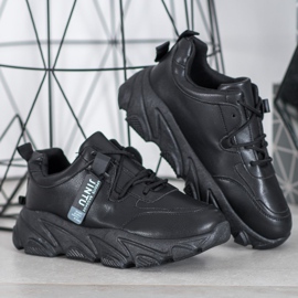 Bella Paris Adidași negri cu dantelă negru 2