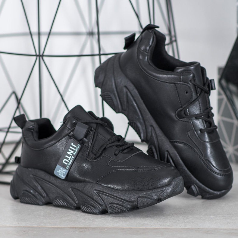 Bella Paris Adidași negri cu dantelă negru 2