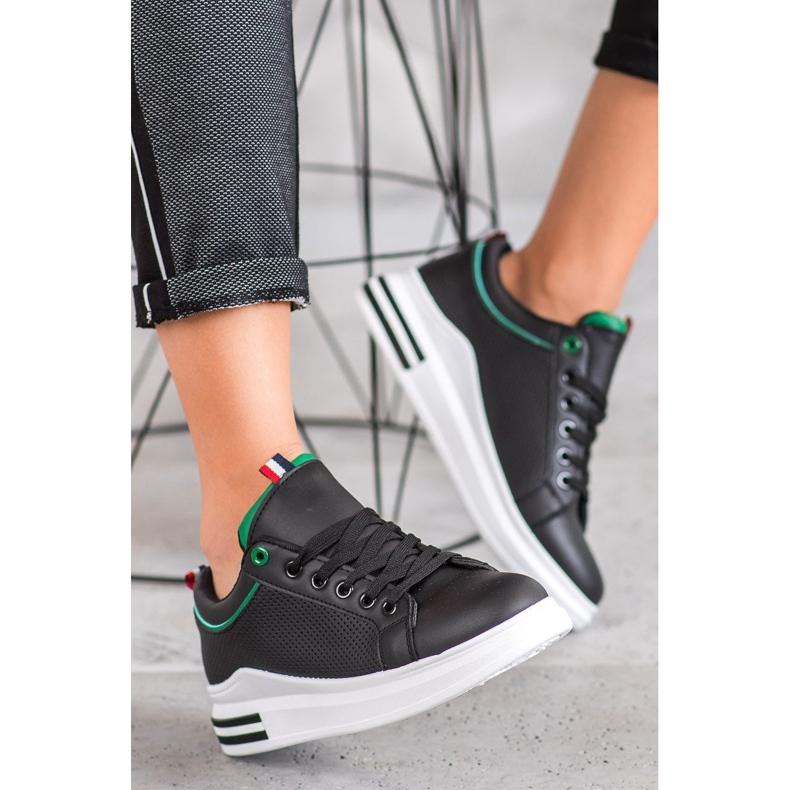 SHELOVET Adidași negri pe platformă negru 2