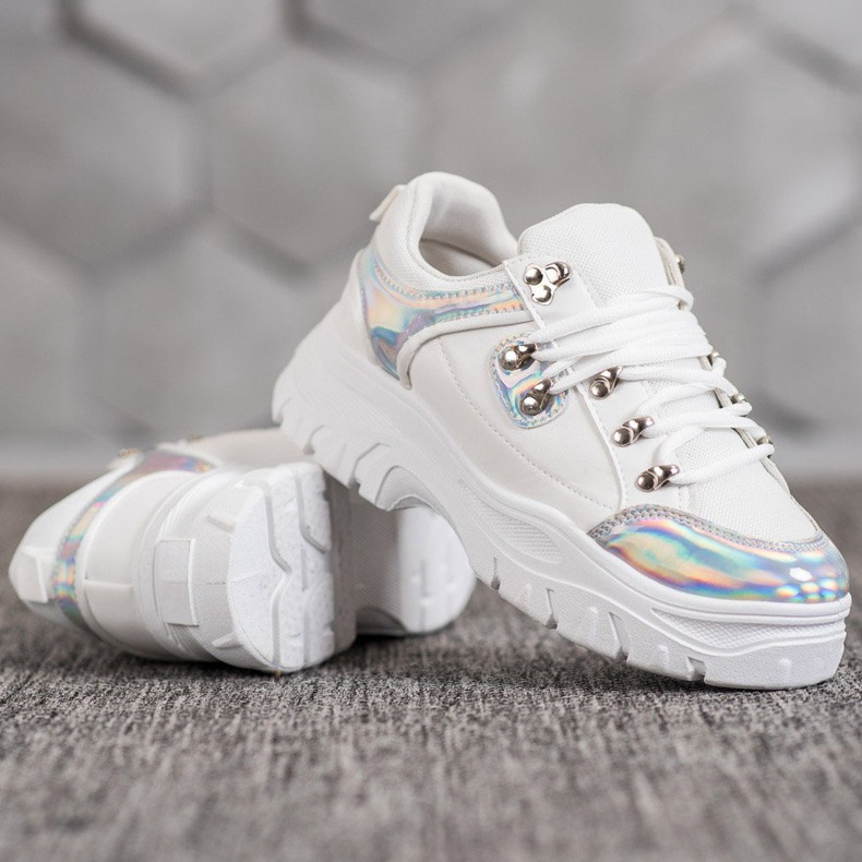 Weide Pantofi albi cu efect Holo 1