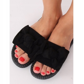 Papuci de damă negri cu arc YQ225P Negru 1