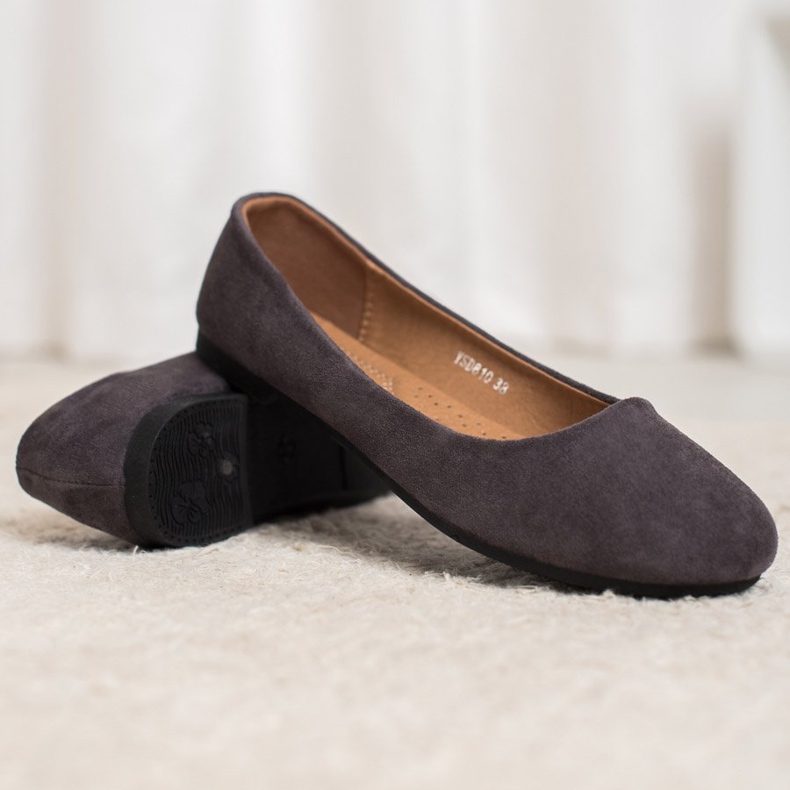 Diamantique Balerini clasici din piele de căprioară gri 2